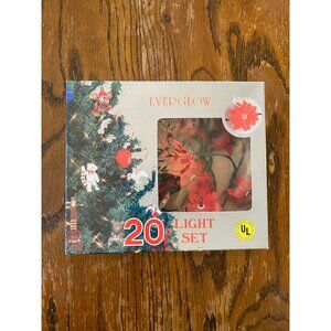 Vintage String Christmas Lgihts Everglow 20 Red Poinsettia  Holiday Decor  UL Li